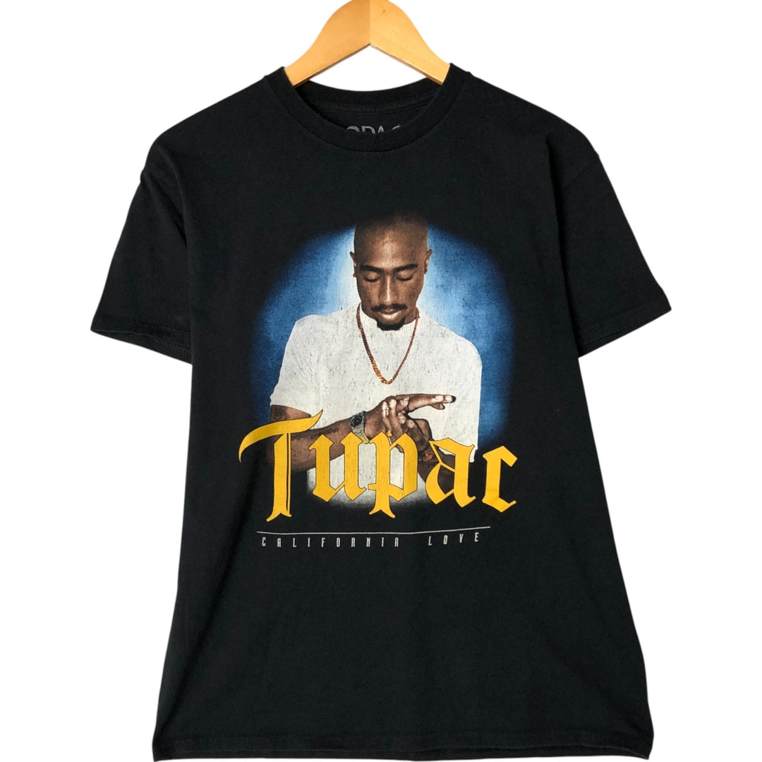 2pac Rap T-shirt, Men's M size cotton black type Vintage Second Hand