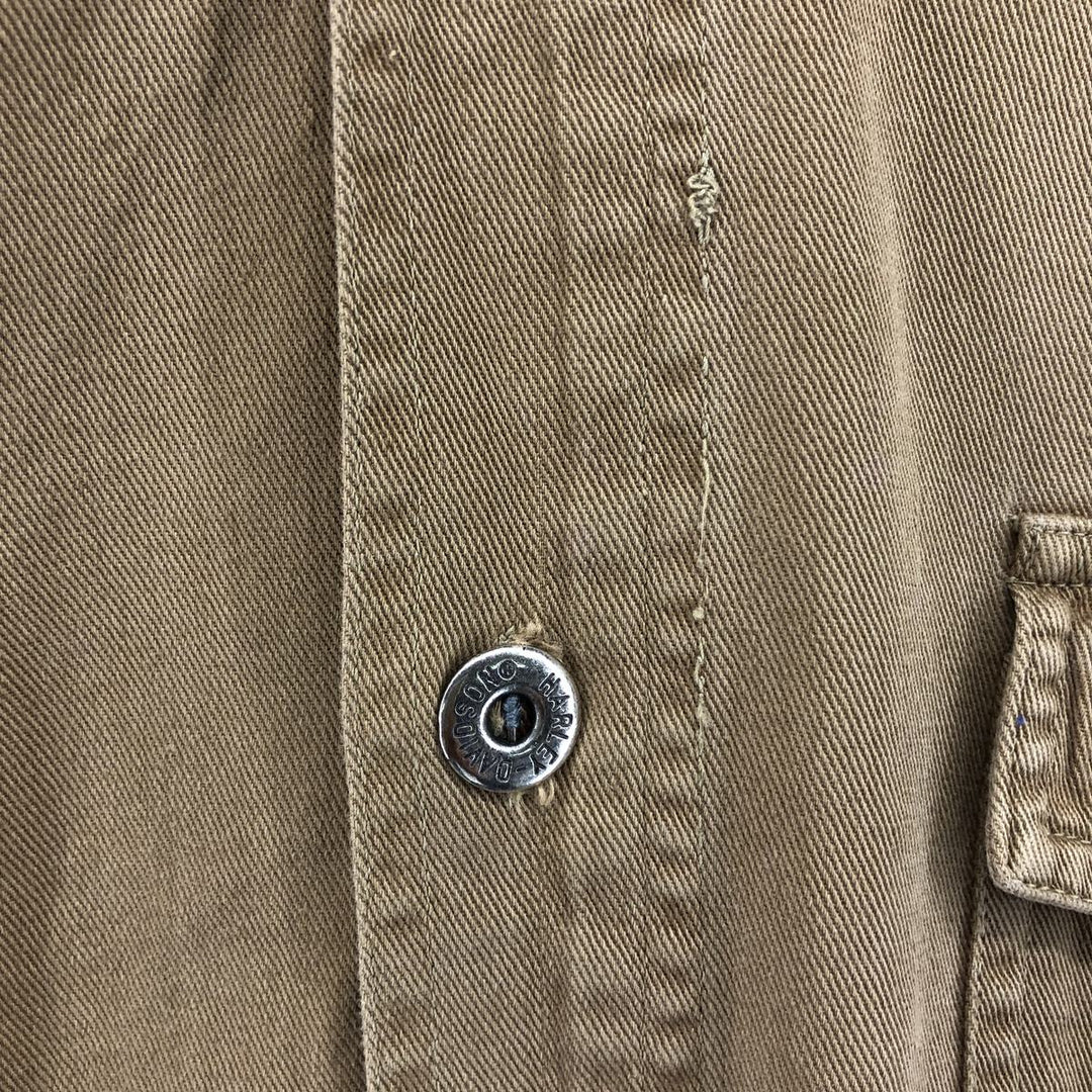 Harley-Davidson Long Sleeve Work Shirt, Men's Size S cotton beige type brown Vintage Second Hand