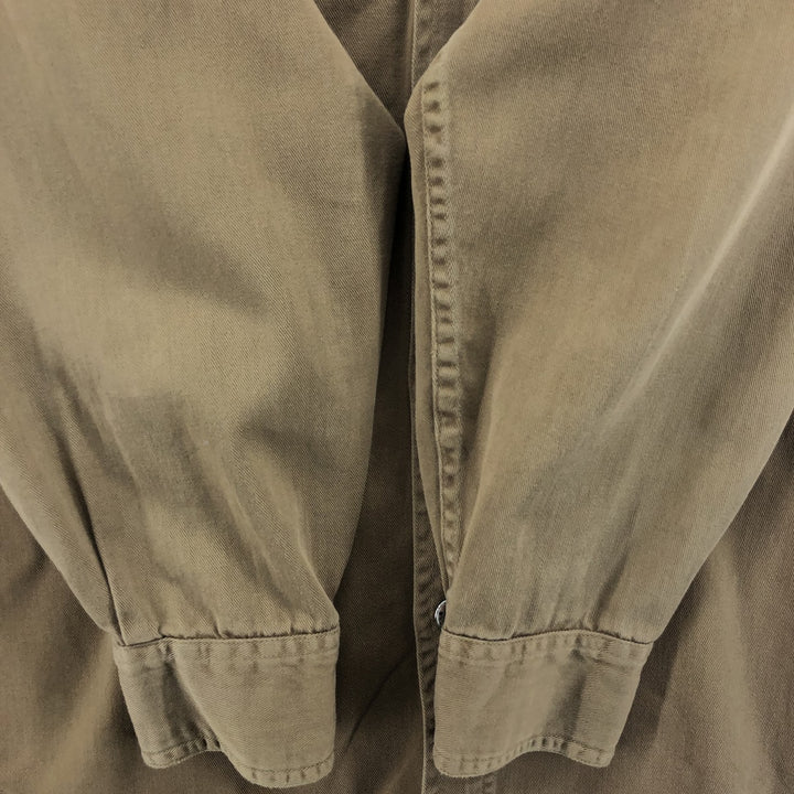 Harley-Davidson Long Sleeve Work Shirt, Men's Size S cotton beige type brown Vintage Second Hand
