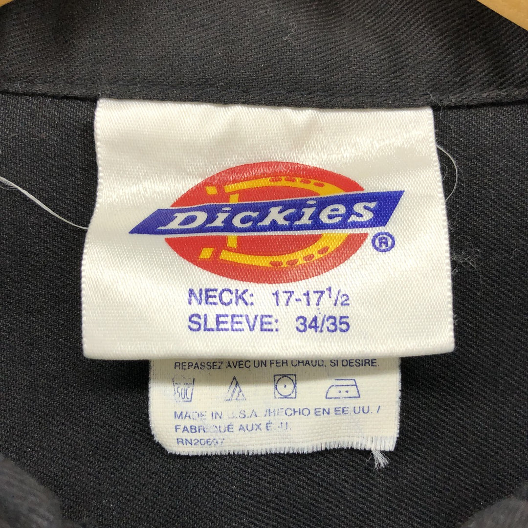 90'S Dickies Long Sleeve Work Shirt Box Shirt Made in USA Men's XL Vintage polyester black type Vintage Second Hand