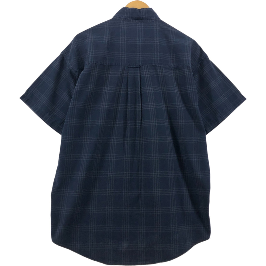 Ralph Lauren CHAPS short sleeve button down check shirt men's size L cotton navy blue type Vintage Second Hand