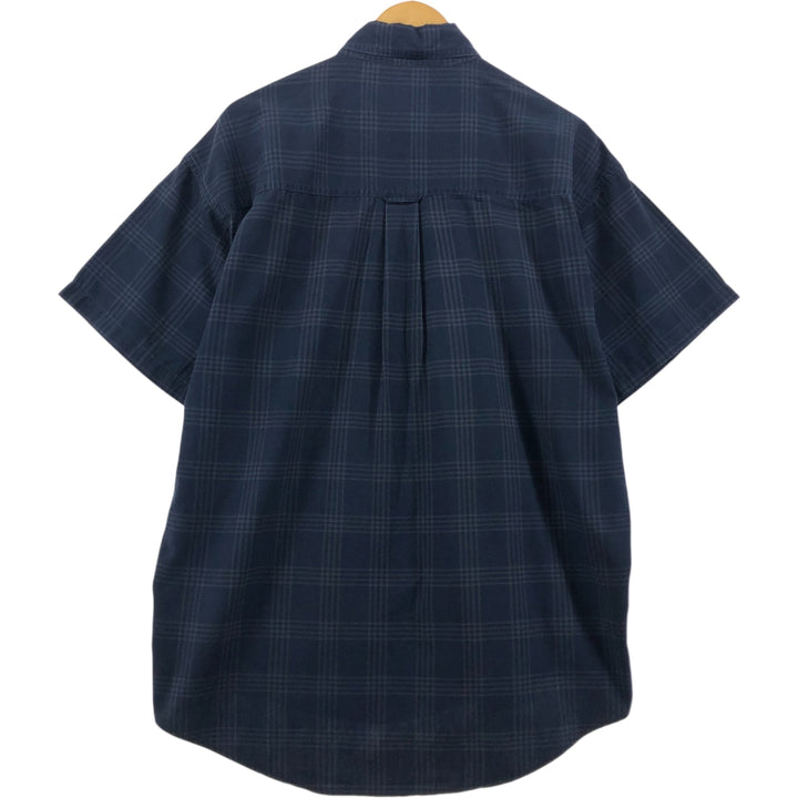 Ralph Lauren CHAPS short sleeve button down check shirt men's size L cotton navy blue type Vintage Second Hand