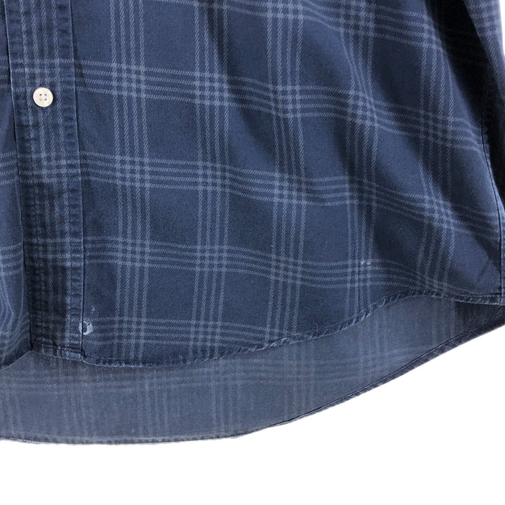 Ralph Lauren CHAPS short sleeve button down check shirt men's size L cotton navy blue type Vintage Second Hand