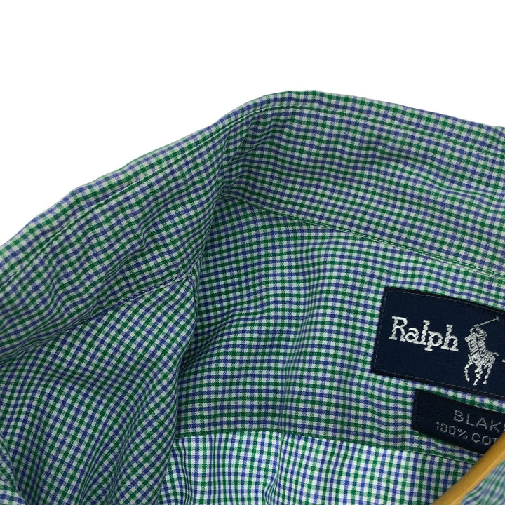Ralph Lauren BLAKE short sleeve button down check shirt, men's size L cotton Blue type light blue Vintage Second Hand