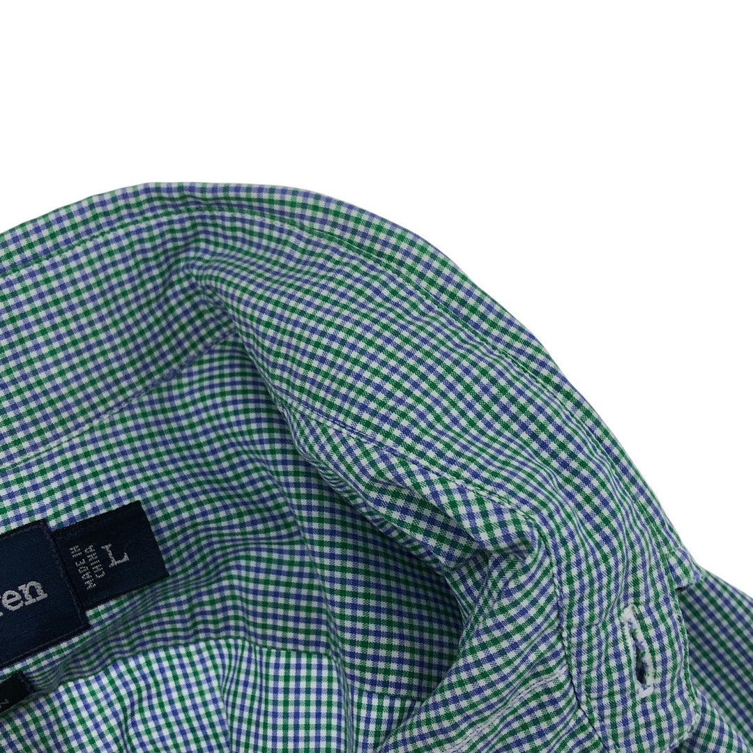 Ralph Lauren BLAKE short sleeve button down check shirt, men's size L cotton Blue type light blue Vintage Second Hand