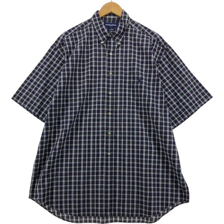 Ralph Lauren RALPH LAUREN GOLF TILDEN short sleeve button down check shirt men's XL equivalent cotton navy blue type Vintage Second Hand