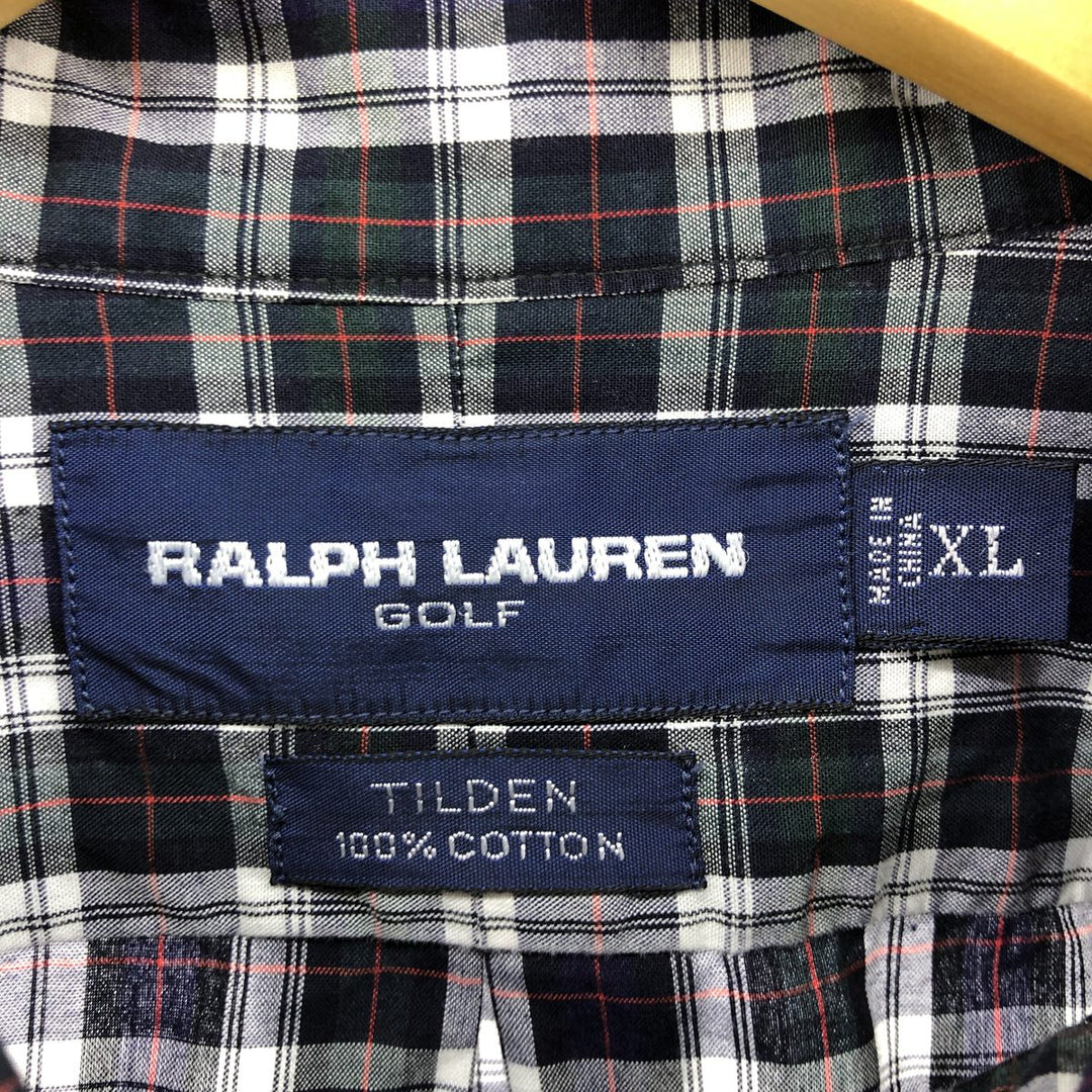 Ralph Lauren RALPH LAUREN GOLF TILDEN short sleeve button down check shirt men's XL equivalent cotton navy blue type Vintage Second Hand