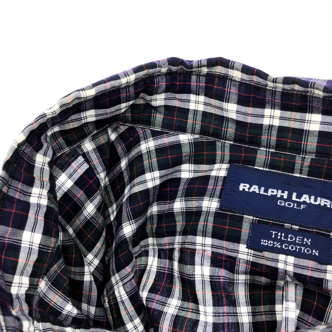 Ralph Lauren RALPH LAUREN GOLF TILDEN short sleeve button down check shirt men's XL equivalent cotton navy blue type Vintage Second Hand