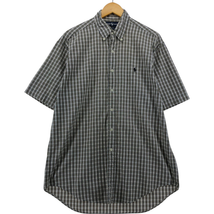 Ralph Lauren BLAKE short sleeve button down check shirt, men's size M cotton pale white type Vintage Second Hand