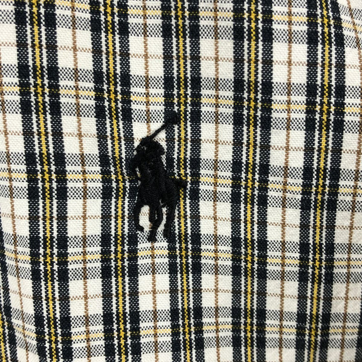 Ralph Lauren BLAKE short sleeve button down check shirt, men's size M cotton pale white type Vintage Second Hand