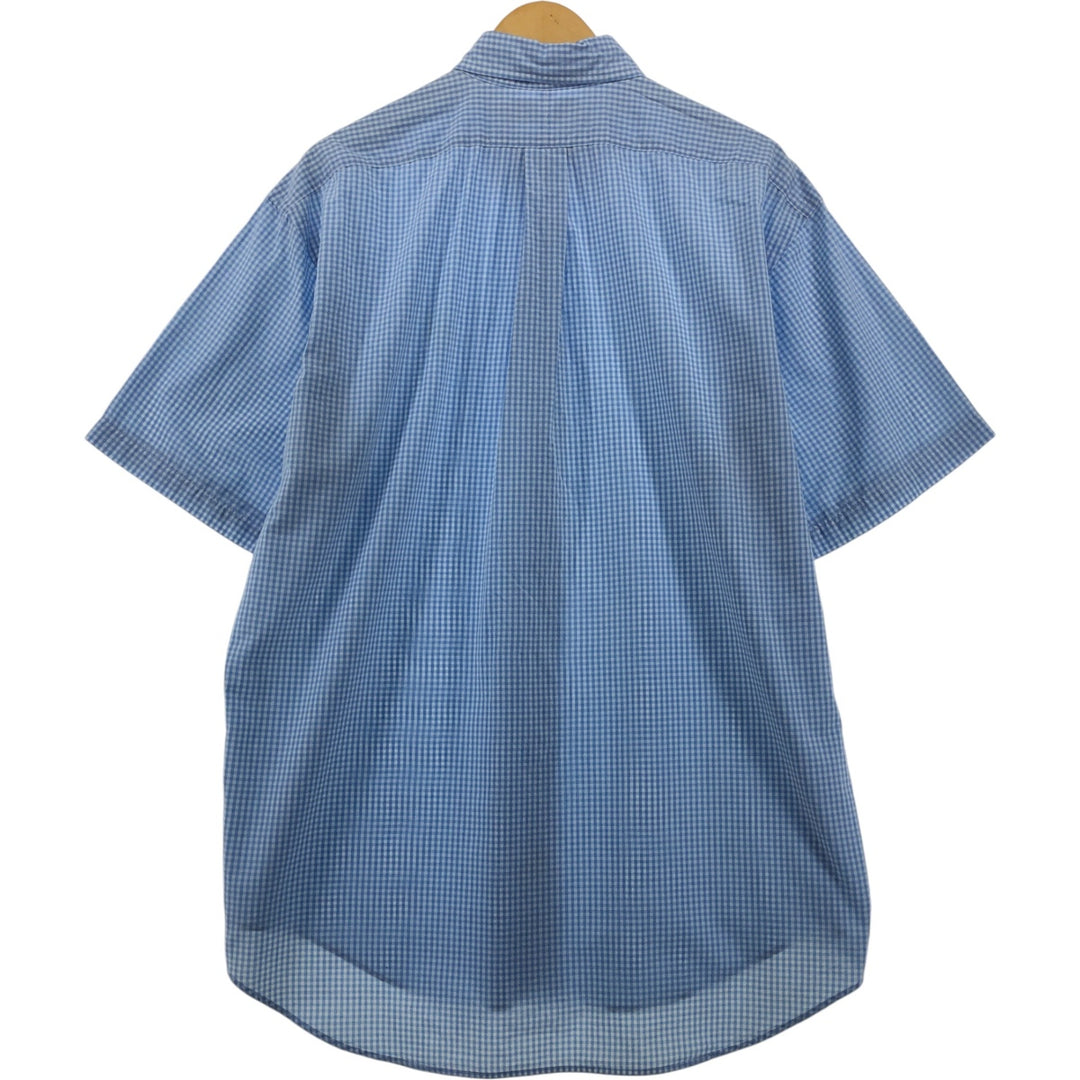 Ralph Lauren MARLOWE Gingham Check Short Sleeve Button Down Check Shirt Men's L size cotton Blue type light blue Vintage Second Hand