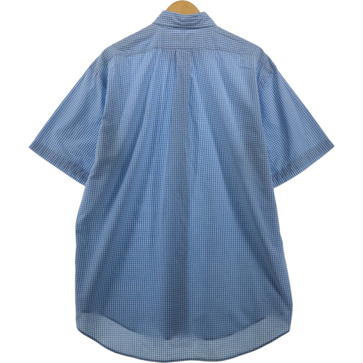 Ralph Lauren MARLOWE Gingham Check Short Sleeve Button Down Check Shirt Men's L size cotton Blue type light blue Vintage Second Hand