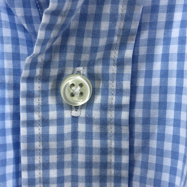 Ralph Lauren MARLOWE Gingham Check Short Sleeve Button Down Check Shirt Men's L size cotton Blue type light blue Vintage Second Hand