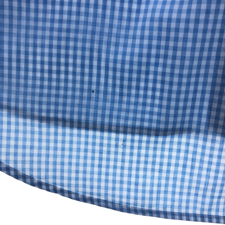 Ralph Lauren MARLOWE Gingham Check Short Sleeve Button Down Check Shirt Men's L size cotton Blue type light blue Vintage Second Hand