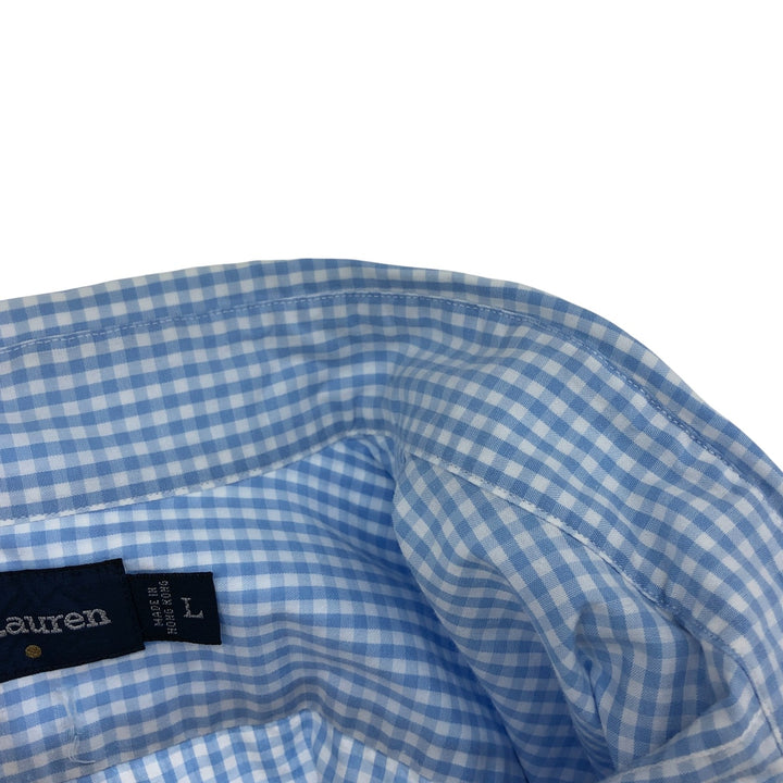 Ralph Lauren MARLOWE Gingham Check Short Sleeve Button Down Check Shirt Men's L size cotton Blue type light blue Vintage Second Hand