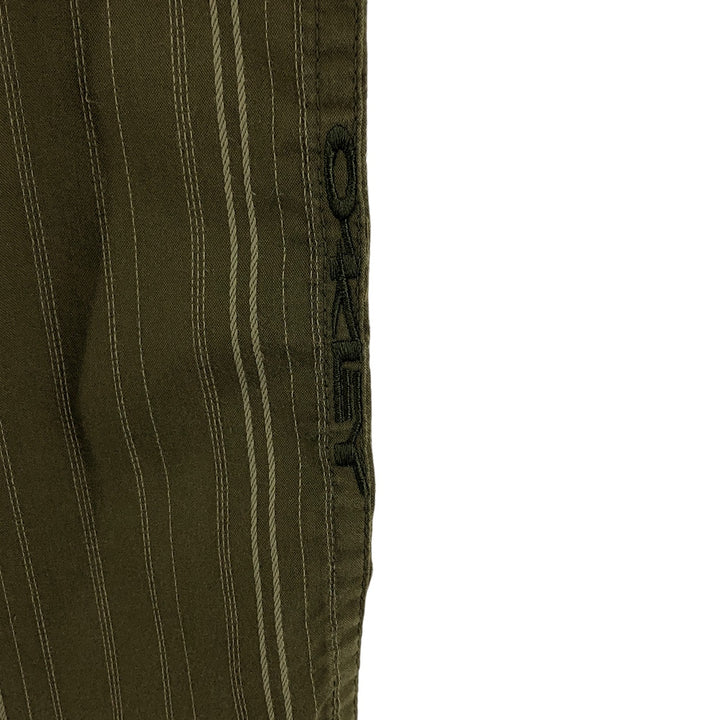 Oakley ORKLEY Short Sleeve Button Down Striped Shirt Men's L size cotton Khaki type sage green Vintage Second Hand
