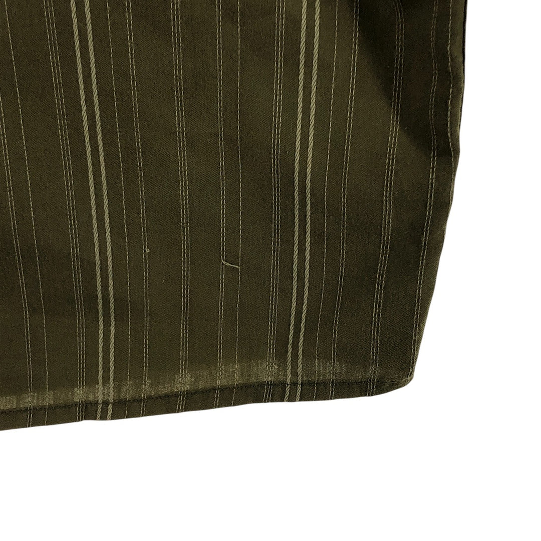 Oakley ORKLEY Short Sleeve Button Down Striped Shirt Men's L size cotton Khaki type sage green Vintage Second Hand