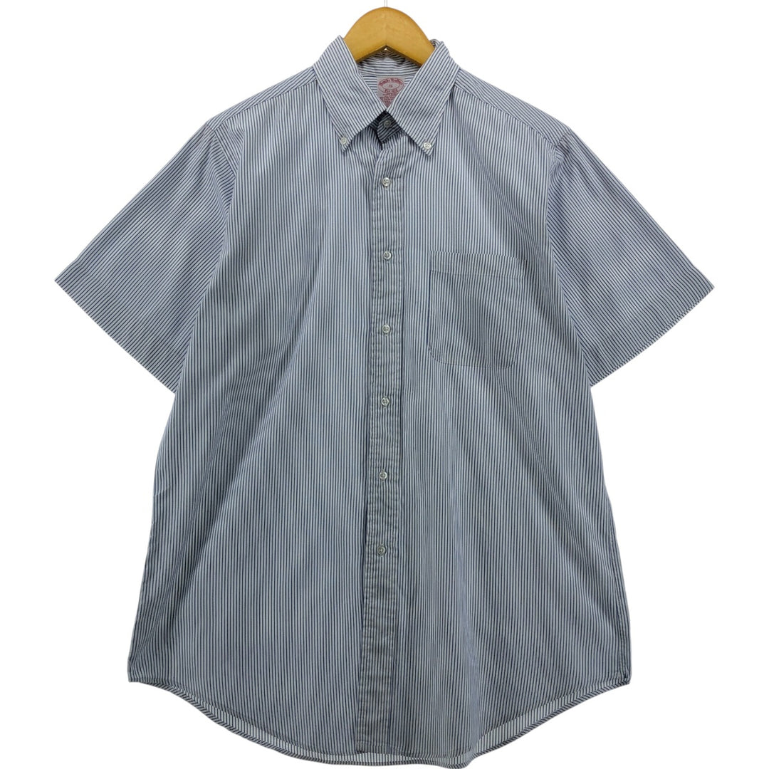 Brooks Brothers Est.1818 Short Sleeve Button-Down Striped Shirt Made in USA Men's M cotton blue type Vintage Second Hand