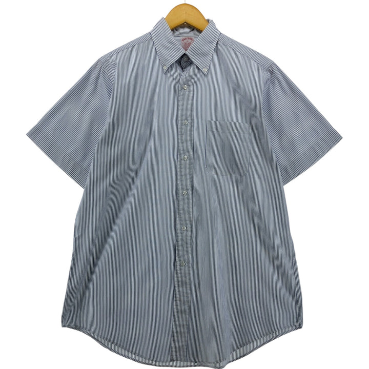Brooks Brothers Est.1818 Short Sleeve Button-Down Striped Shirt Made in USA Men's M cotton blue type Vintage Second Hand