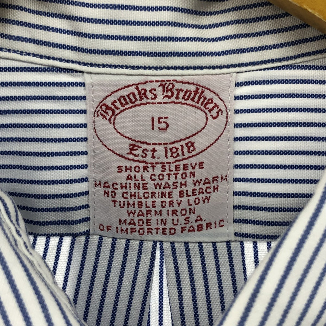 Brooks Brothers Est.1818 Short Sleeve Button-Down Striped Shirt Made in USA Men's M cotton blue type Vintage Second Hand