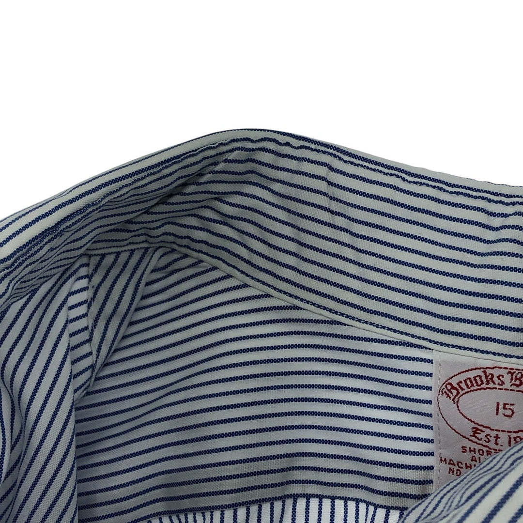 Brooks Brothers Est.1818 Short Sleeve Button-Down Striped Shirt Made in USA Men's M cotton blue type Vintage Second Hand