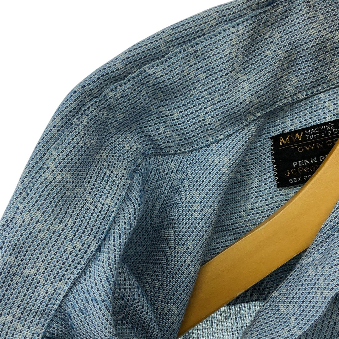 70'S JCPenney Towncraft short sleeve button down striped shirt, men's size M, vintage cotton Blue type light blue Vintage Second Hand