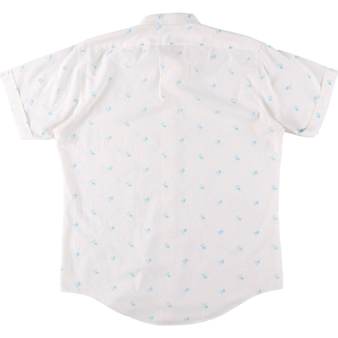 VAN HEUSEN all-over print short-sleeve polycotton shirt, men's size L polyester white type Vintage Second Hand