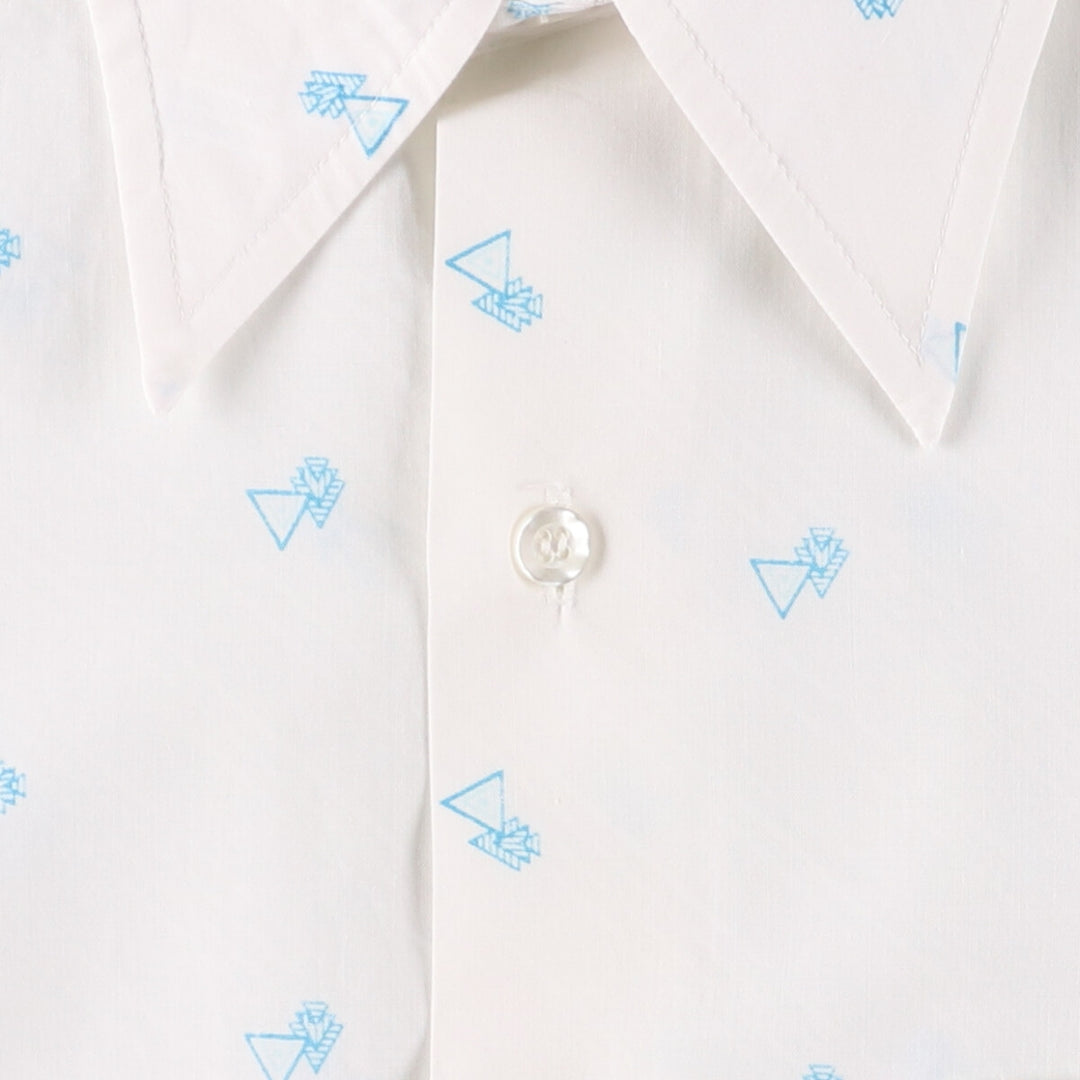 VAN HEUSEN all-over print short-sleeve polycotton shirt, men's size L polyester white type Vintage Second Hand