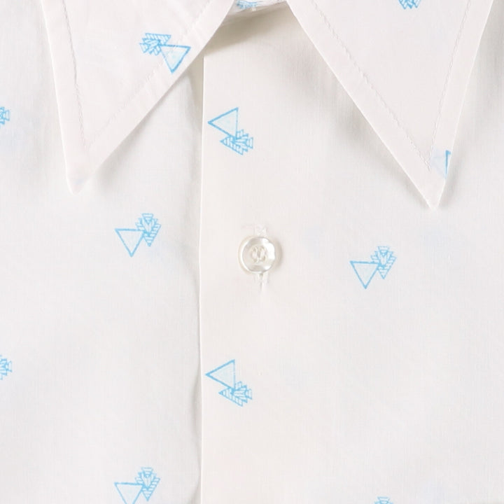 VAN HEUSEN all-over print short-sleeve polycotton shirt, men's size L polyester white type Vintage Second Hand