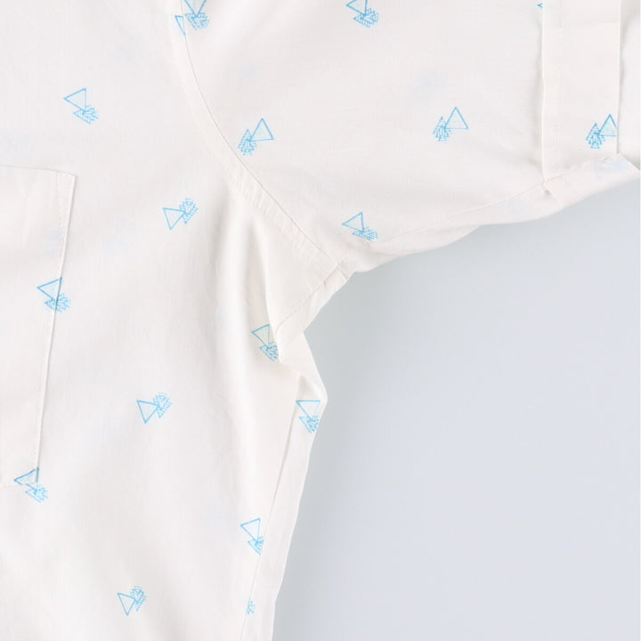 VAN HEUSEN all-over print short-sleeve polycotton shirt, men's size L polyester white type Vintage Second Hand