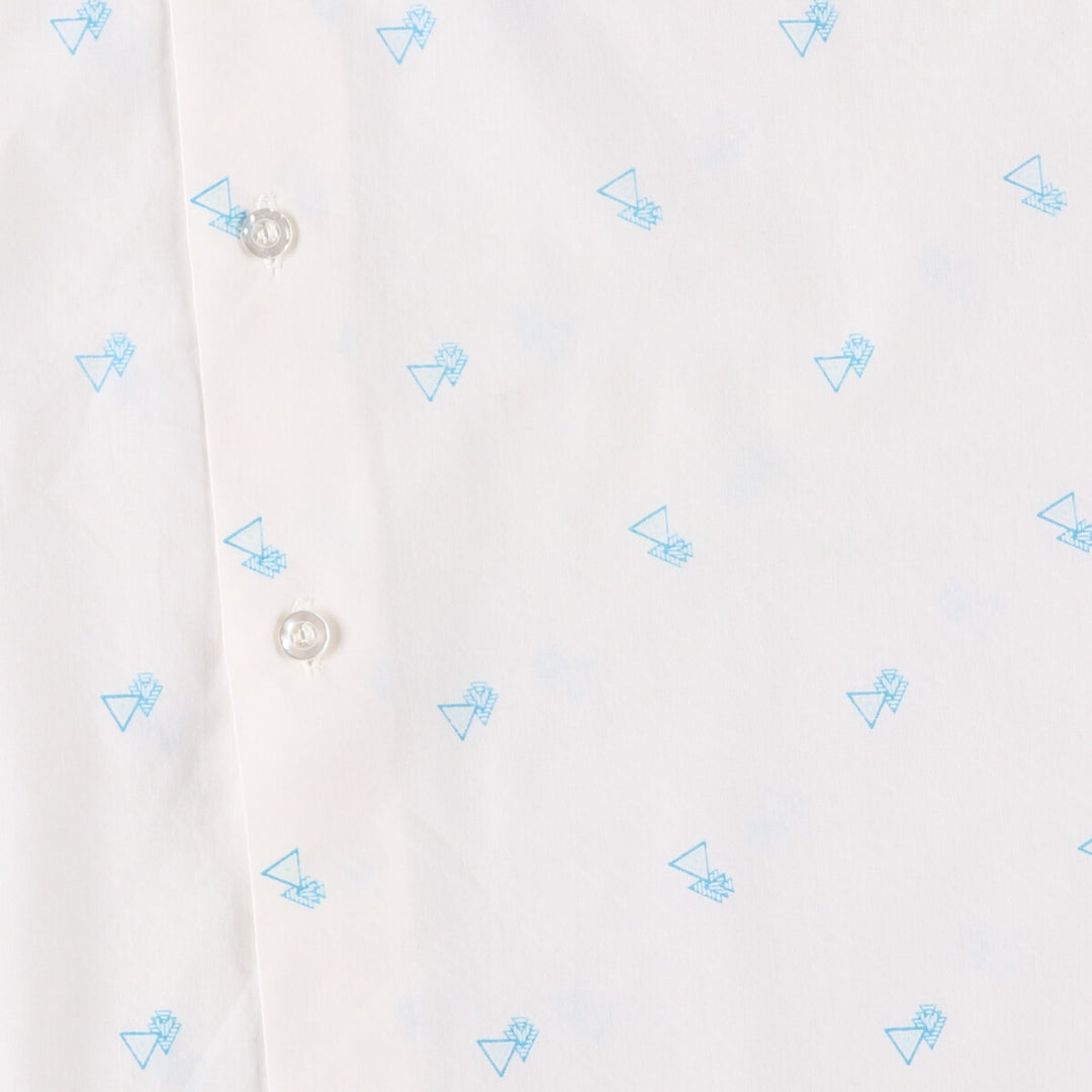 VAN HEUSEN all-over print short-sleeve polycotton shirt, men's size L polyester white type Vintage Second Hand