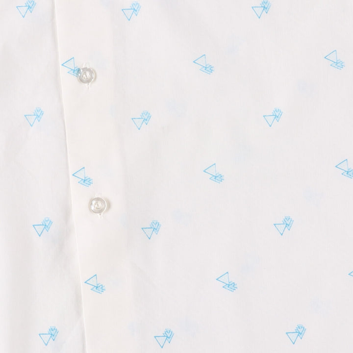 VAN HEUSEN all-over print short-sleeve polycotton shirt, men's size L polyester white type Vintage Second Hand