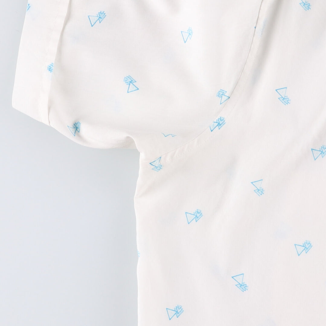 VAN HEUSEN all-over print short-sleeve polycotton shirt, men's size L polyester white type Vintage Second Hand