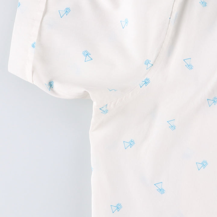 VAN HEUSEN all-over print short-sleeve polycotton shirt, men's size L polyester white type Vintage Second Hand