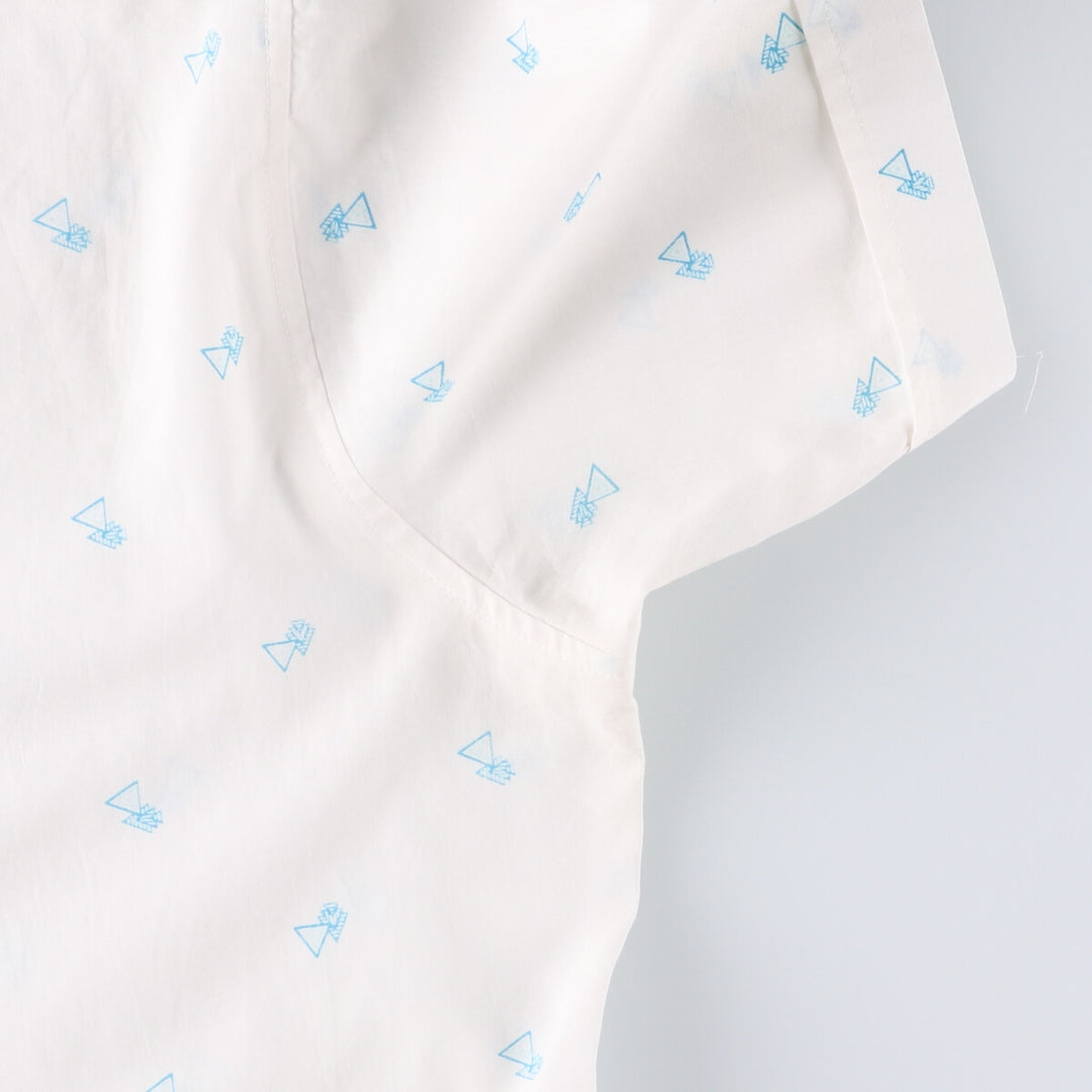 VAN HEUSEN all-over print short-sleeve polycotton shirt, men's size L polyester white type Vintage Second Hand