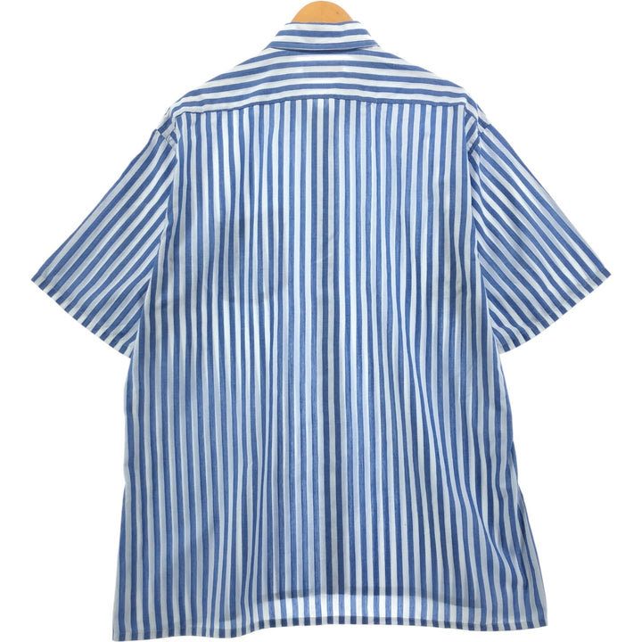 NORTHWEST Short Sleeve Cotton Striped Shirt Box Shirt Men's XL Size cotton blue type Vintage Second Hand