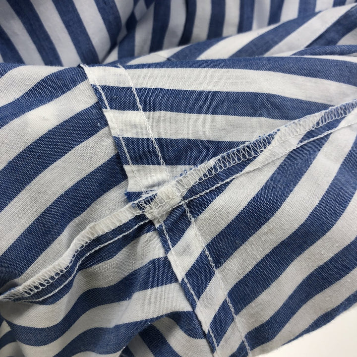 NORTHWEST Short Sleeve Cotton Striped Shirt Box Shirt Men's XL Size cotton blue type Vintage Second Hand