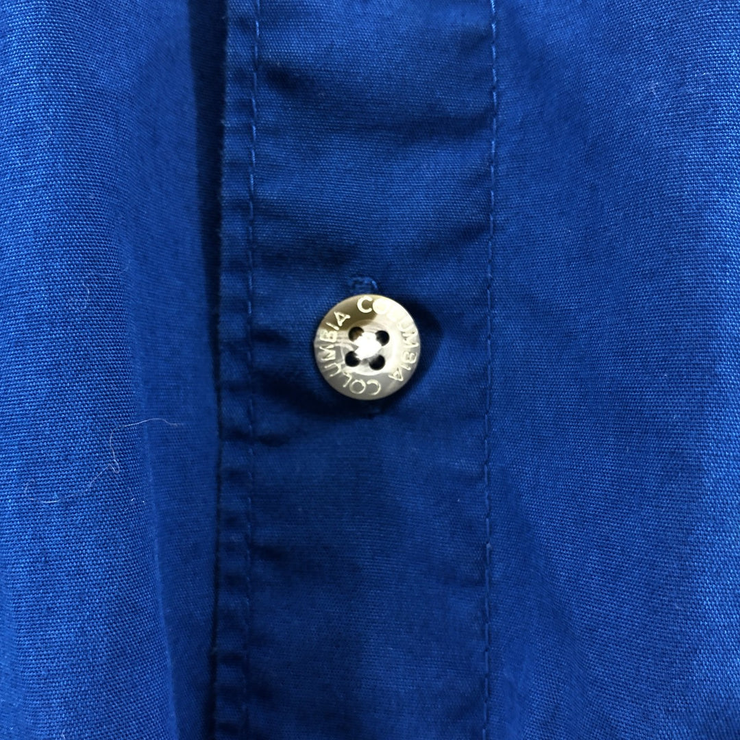 Columbia PFG Hidden Button Down Short Sleeve Fishing Shirt, Men's XL cotton blue type Vintage Second Hand
