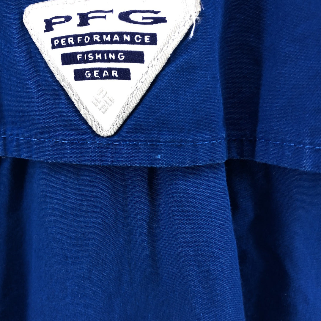 Columbia PFG Hidden Button Down Short Sleeve Fishing Shirt, Men's XL cotton blue type Vintage Second Hand