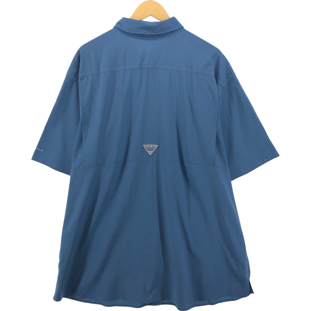 Columbia PFG OMNI-SHADE Hidden Button Down Short Sleeve Fishing Shirt, Men's XL polyester blue type Vintage Second Hand