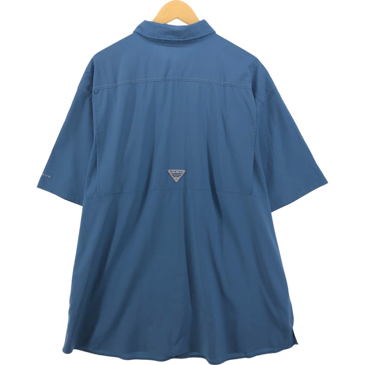 Columbia PFG OMNI-SHADE Hidden Button Down Short Sleeve Fishing Shirt, Men's XL polyester blue type Vintage Second Hand