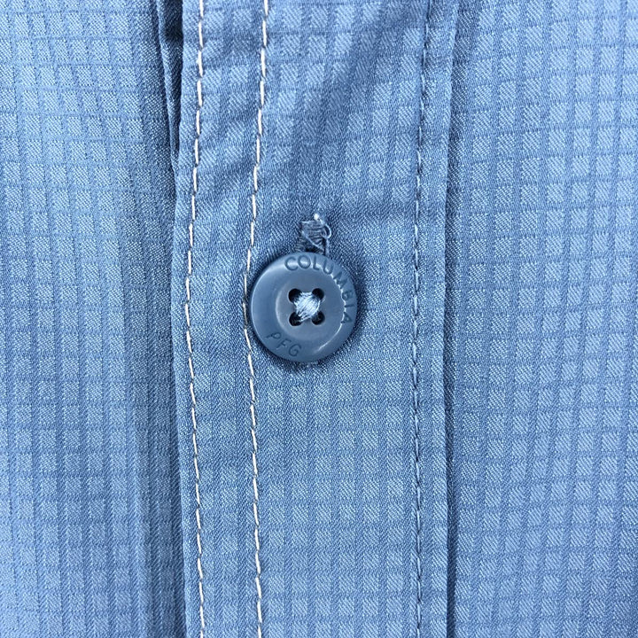 Columbia PFG OMNI-SHADE Hidden Button Down Short Sleeve Fishing Shirt, Men's XL polyester blue type Vintage Second Hand