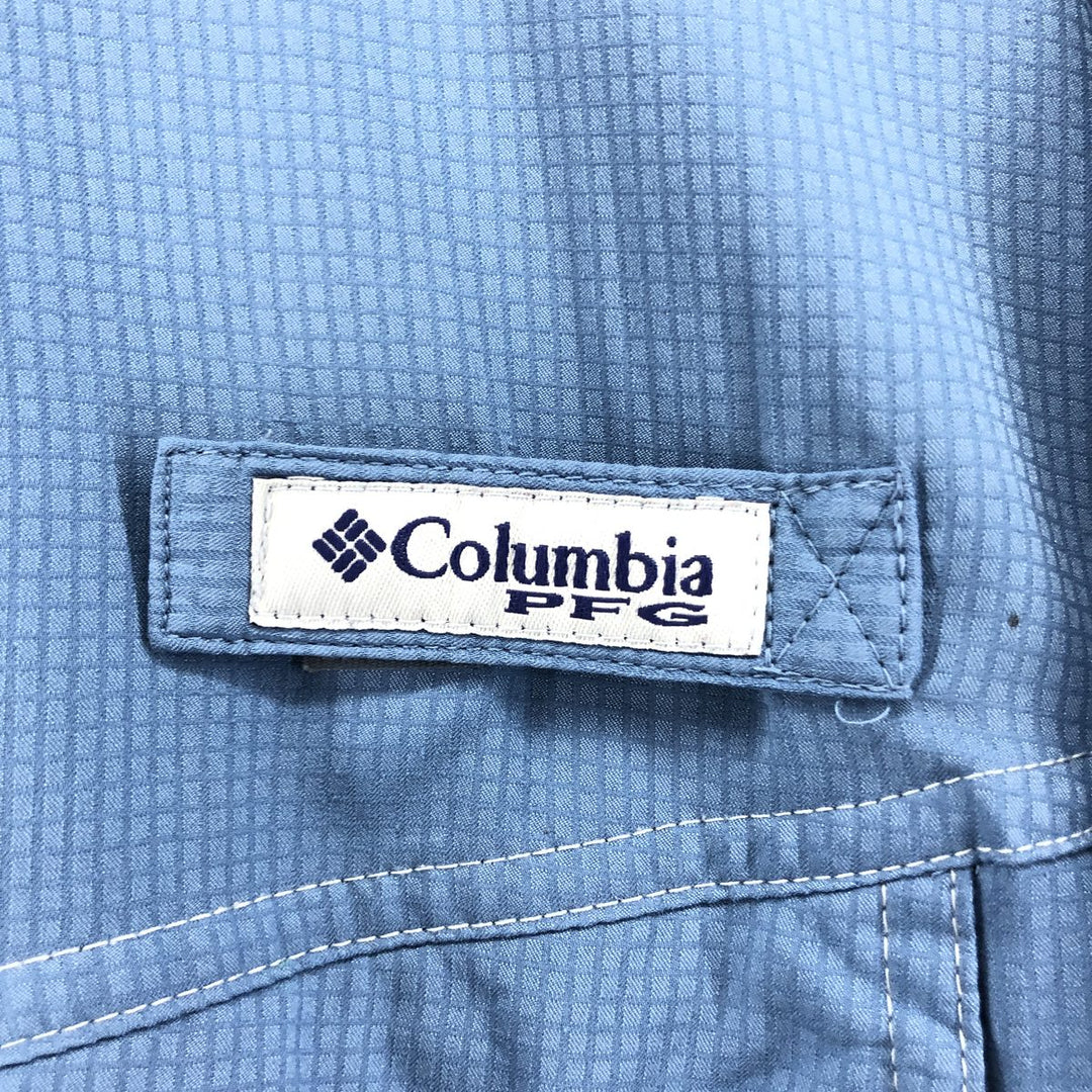 Columbia PFG OMNI-SHADE Hidden Button Down Short Sleeve Fishing Shirt, Men's XL polyester blue type Vintage Second Hand