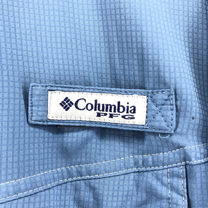 Columbia PFG OMNI-SHADE Hidden Button Down Short Sleeve Fishing Shirt, Men's XL polyester blue type Vintage Second Hand