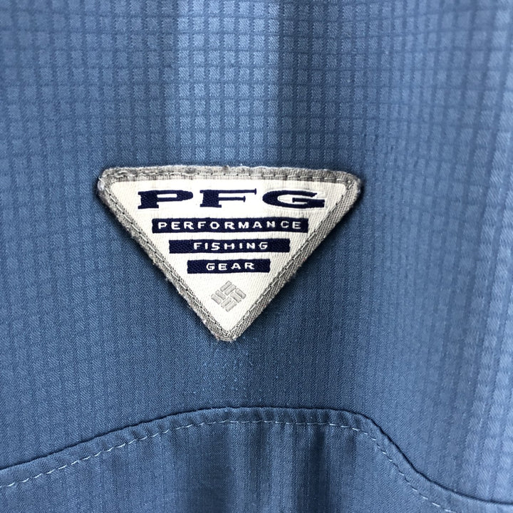 Columbia PFG OMNI-SHADE Hidden Button Down Short Sleeve Fishing Shirt, Men's XL polyester blue type Vintage Second Hand