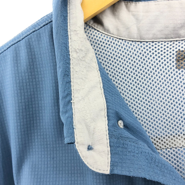 Columbia PFG OMNI-SHADE Hidden Button Down Short Sleeve Fishing Shirt, Men's XL polyester blue type Vintage Second Hand
