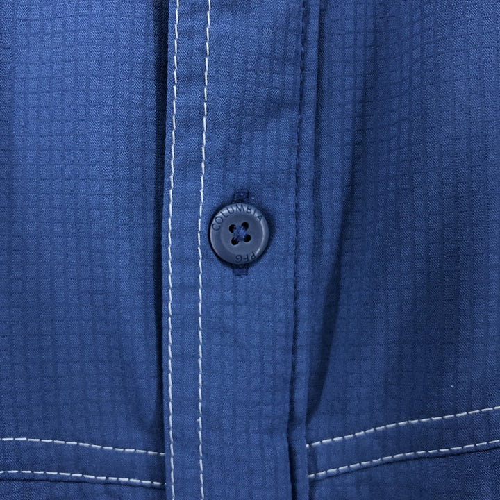Columbia PFG OMNI-SHADE Hidden Button Down Short Sleeve Fishing Shirt, Men's XL polyester blue type Vintage Second Hand