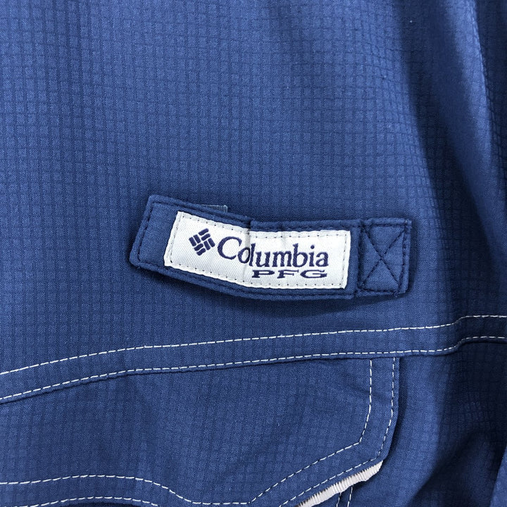 Columbia PFG OMNI-SHADE Hidden Button Down Short Sleeve Fishing Shirt, Men's XL polyester blue type Vintage Second Hand