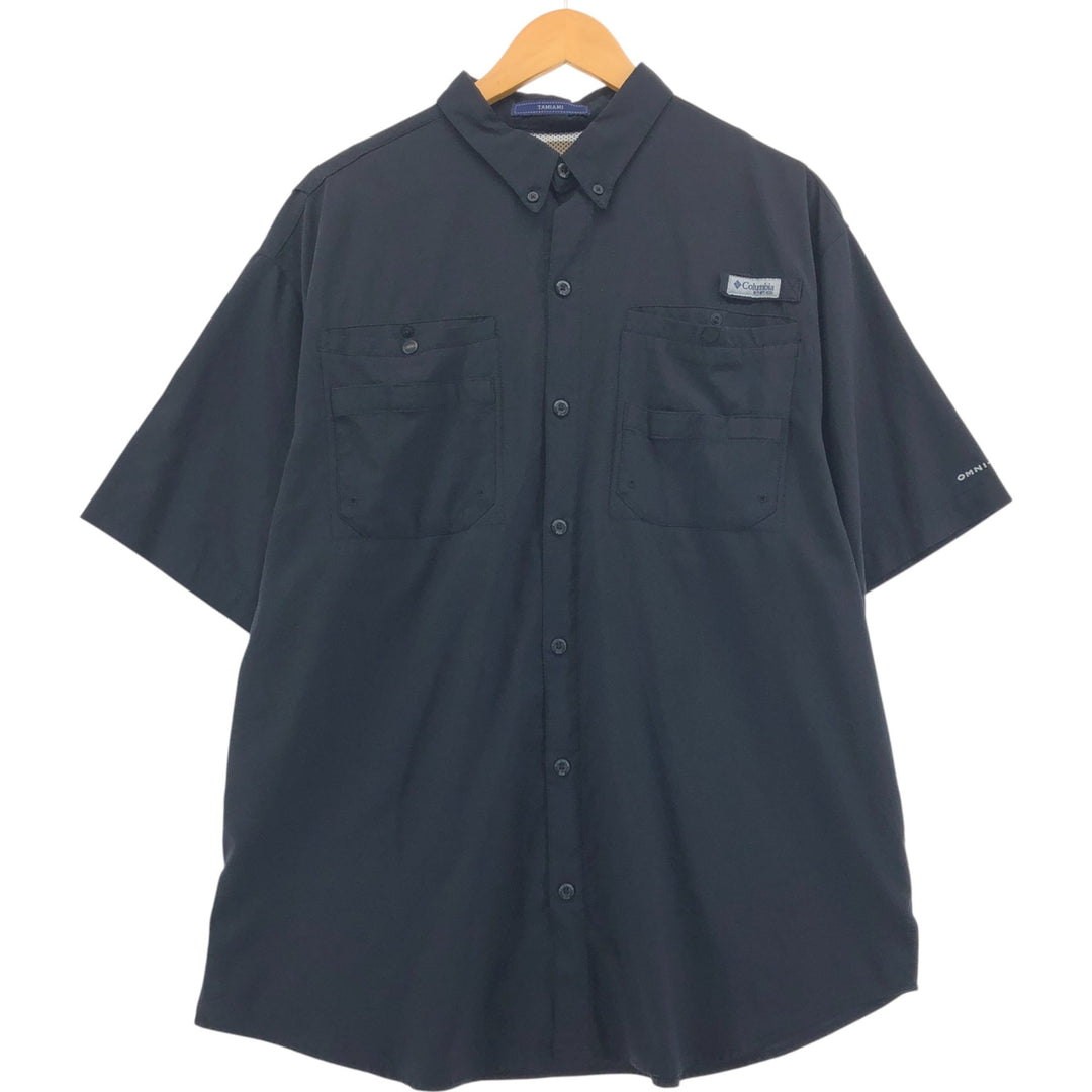 Columbia PFG OMNI-SHADE Button-down Short Sleeve Fishing Shirt, Men's XL polyester black type Vintage Second Hand