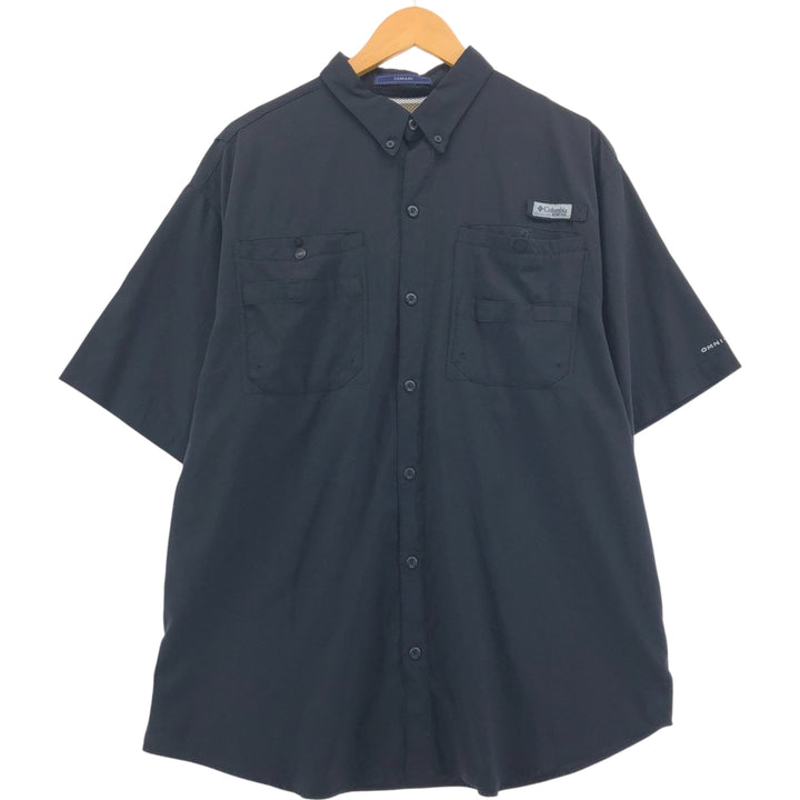 Columbia PFG OMNI-SHADE Button-down Short Sleeve Fishing Shirt, Men's XL polyester black type Vintage Second Hand